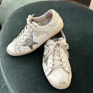 Golden goose sneaker white with silver glitter star EUR 38